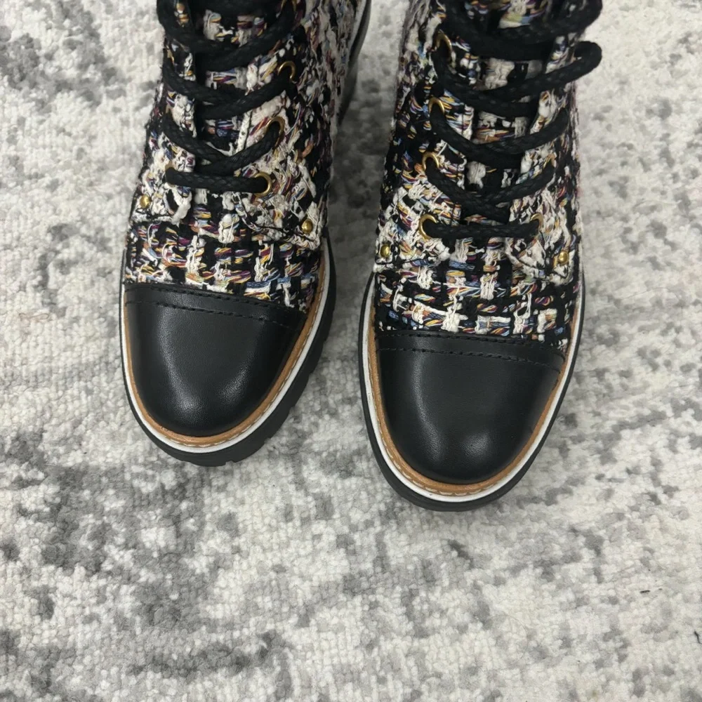 NEW Tory Burch Miller Tweed Lace Up Boot